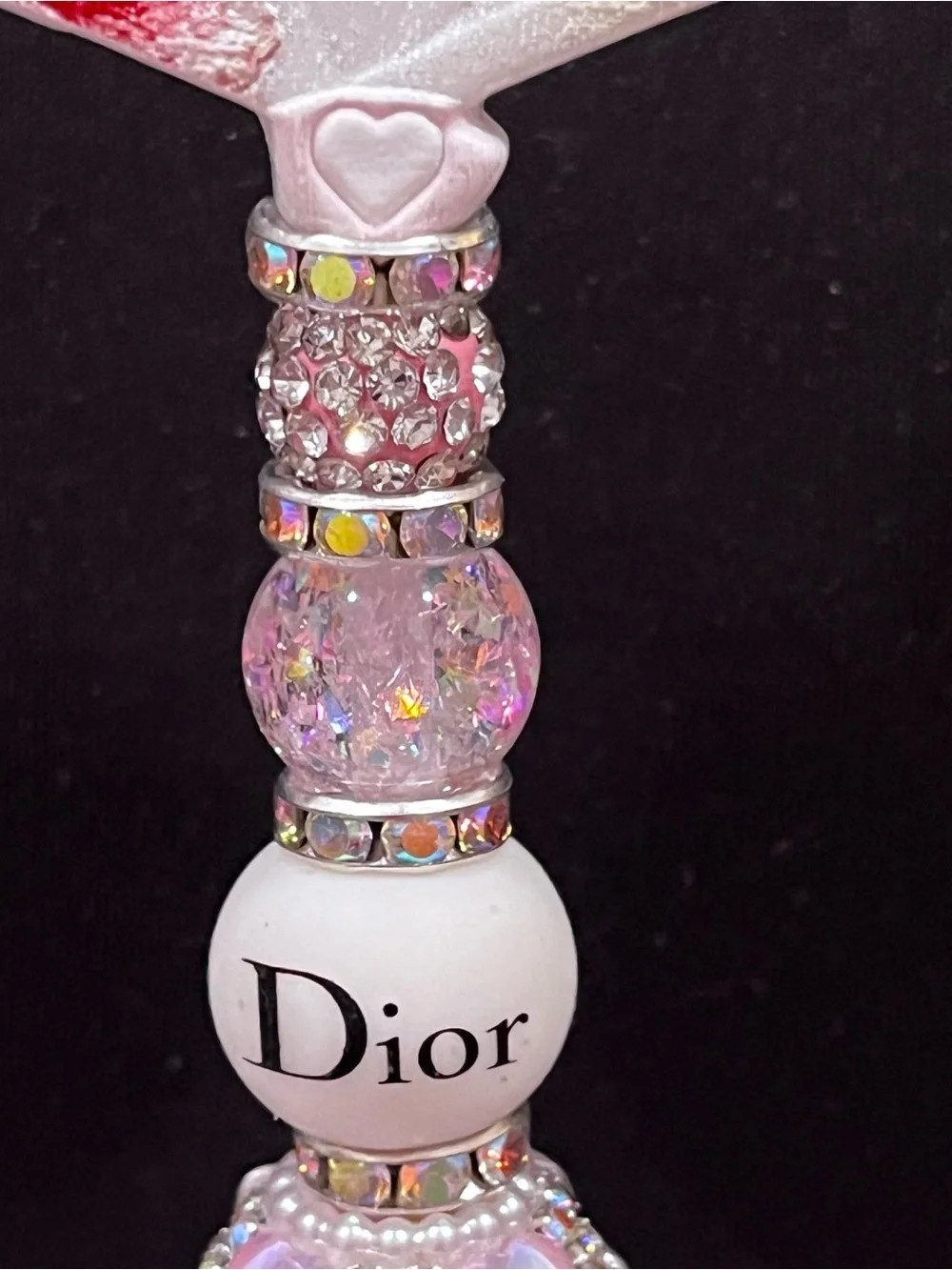 Rare Designer inspired Pink Floral fan focal Beaded Decorative Pen!